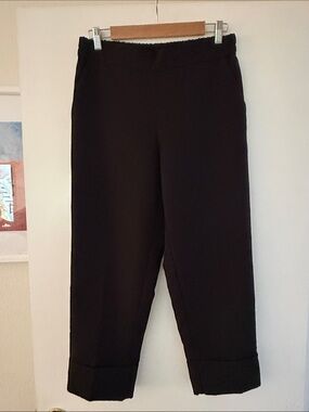 Sandro Ferrone Made in Italy Black Cropped Pull-On Trousers